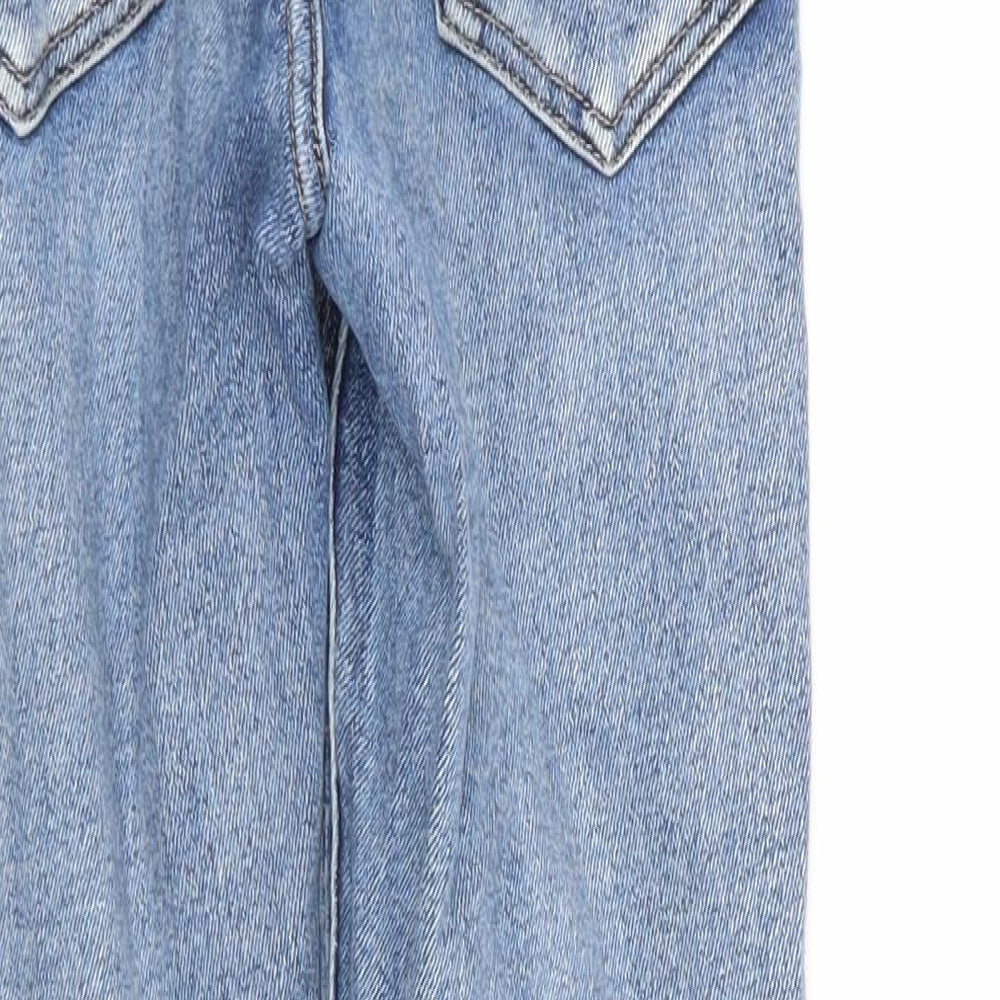 Brand and care label for Topshop women’s blue skinny jeans, size UK 24, in, 32-inch leg