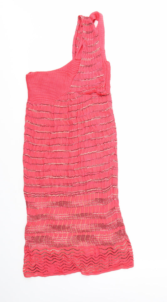 Additional front view of women’s red geometric fit & flare, size UK 12