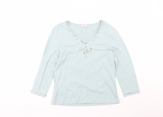 Womens UK Size M CC Blue Basic T-Shirt
