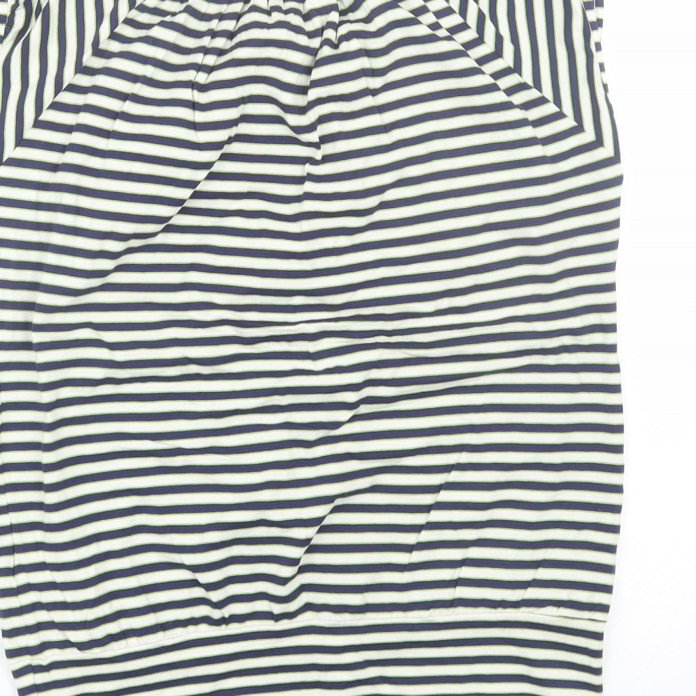 M&S Womens Blue Striped Basic T-Shirt Size 8