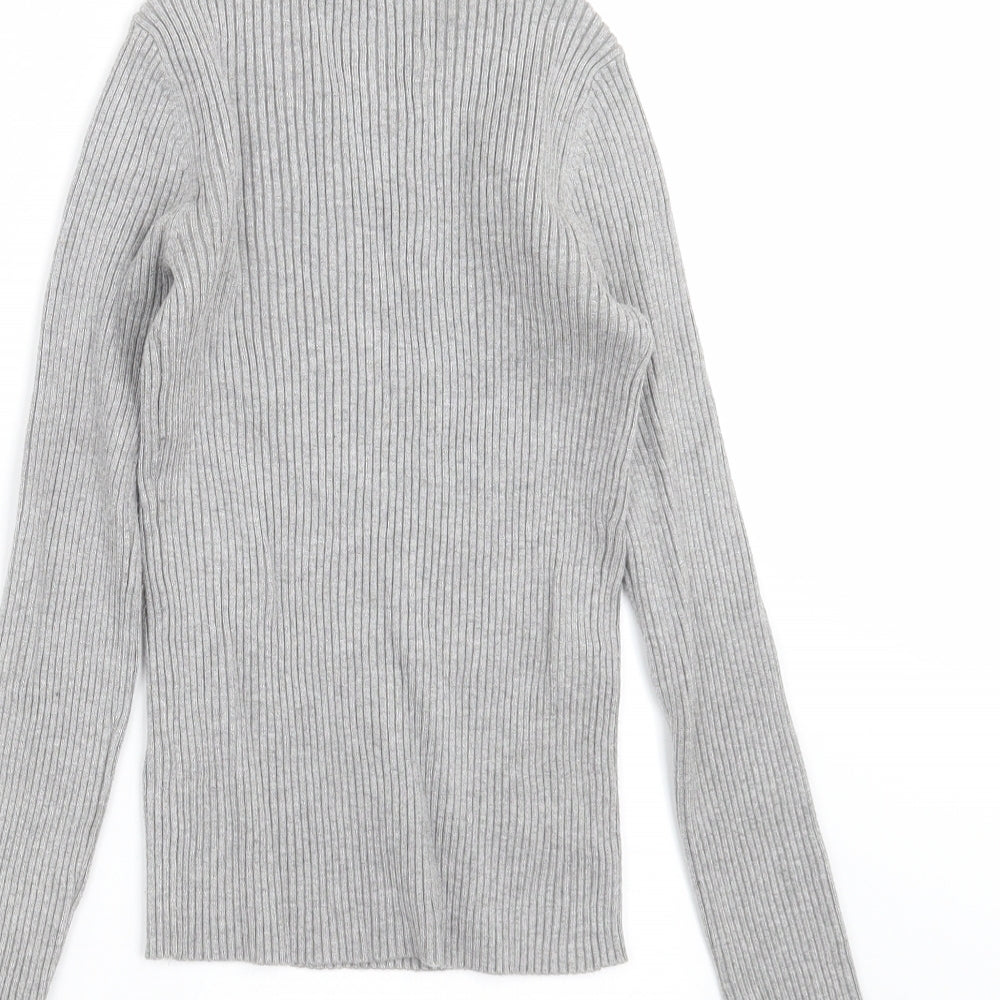 FOREVER 21 Womens Grey Striped Knit Pullover Jumper Size S