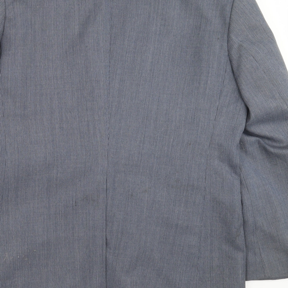 the touch of luxury Mens Blue Striped Jacket Suit Jacket Size 40