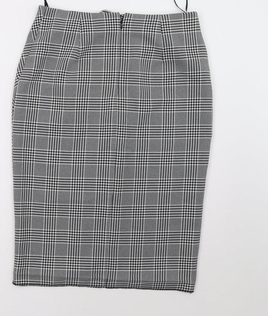 Matalan Womens Grey Check  A-Line Skirt Size 10