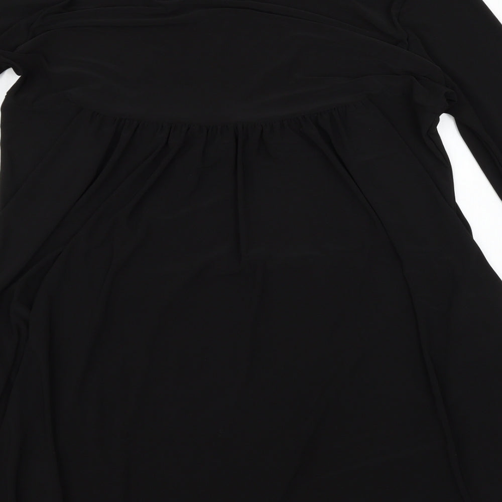 Nicole Womens Black Houndstooth T-Shirt Dress Size L