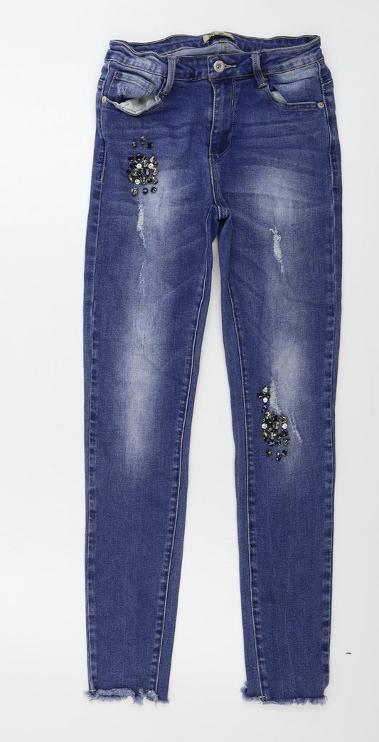 Womens UK Size 26 in BLUE RAGS Regular Fit Skinny Blue Jeans