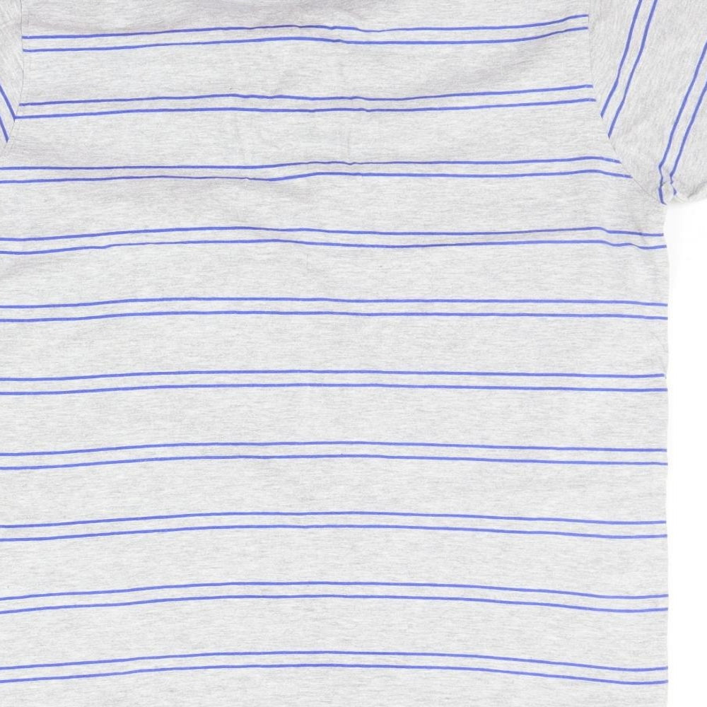 TEX Mens Grey Striped Polo Size M