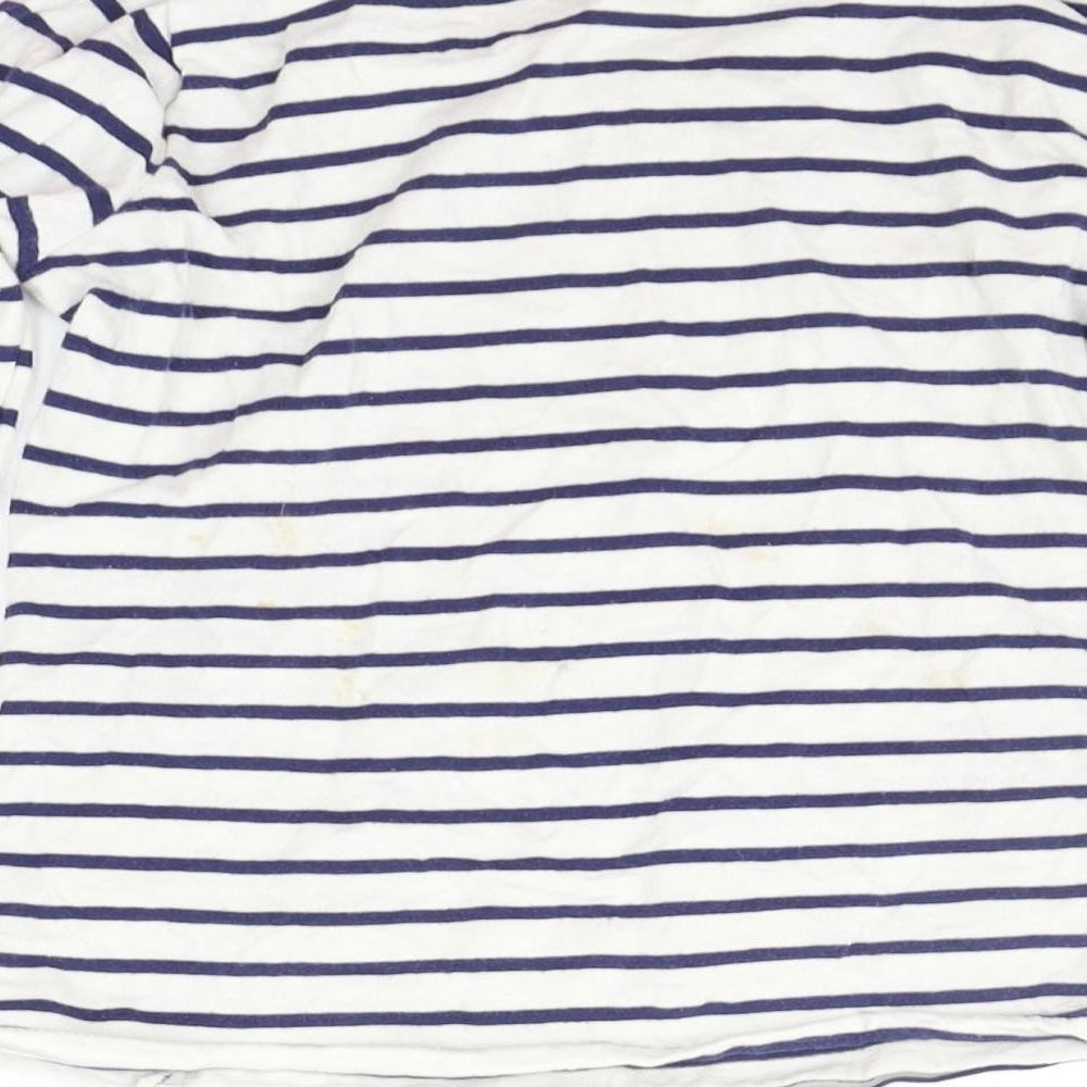 Brand and care label for Matalan girls’ white striped basic t-shirt, size 8-9, years
