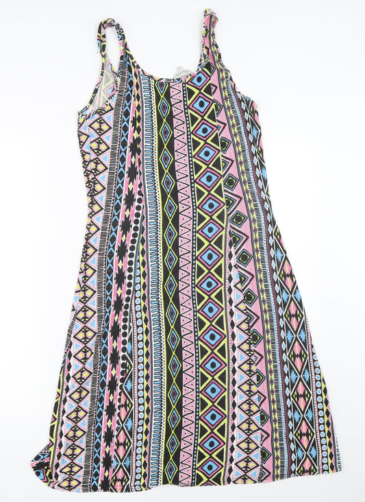 Back view of Peacocks women’s pink geometric trapeze & swing, size UK 10