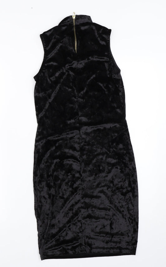 Miss Selfridge Womens Black Velour Bodycon Size 8