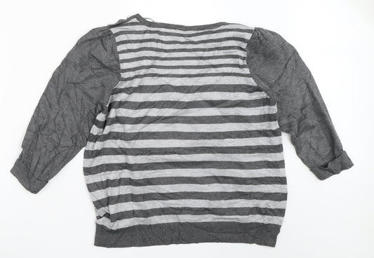 BHS Womens Grey Striped Pullover Jumper Size 16