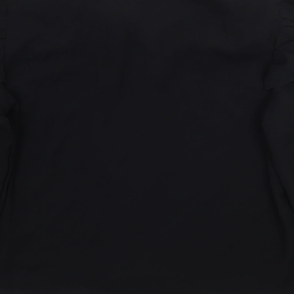 Womens UK Size M SheIn Black Basic Button-Up