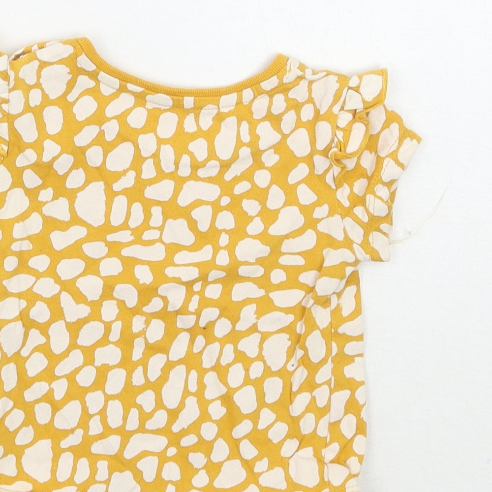 Primark Girls Yellow Animal Print Basic T-Shirt Size 0-3 Months