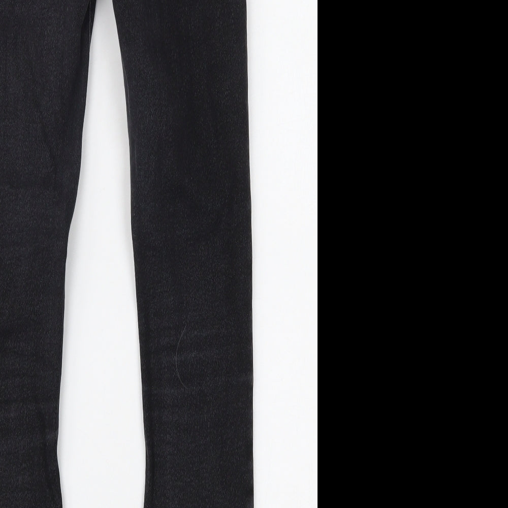 Brand and care label for New Look women’s black denim skinny jeans, size UK 8, 26-inch leg
