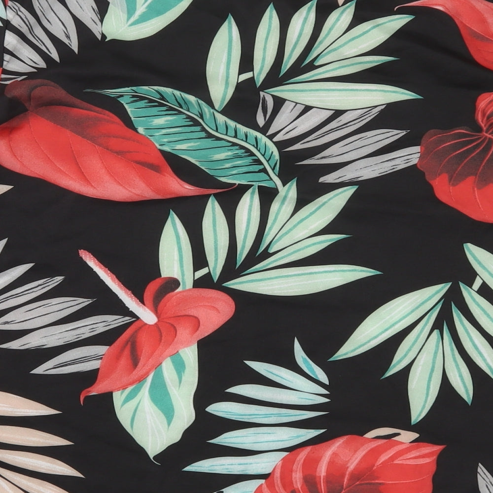 SheIn Womens Black Floral Basic Blouse Size L