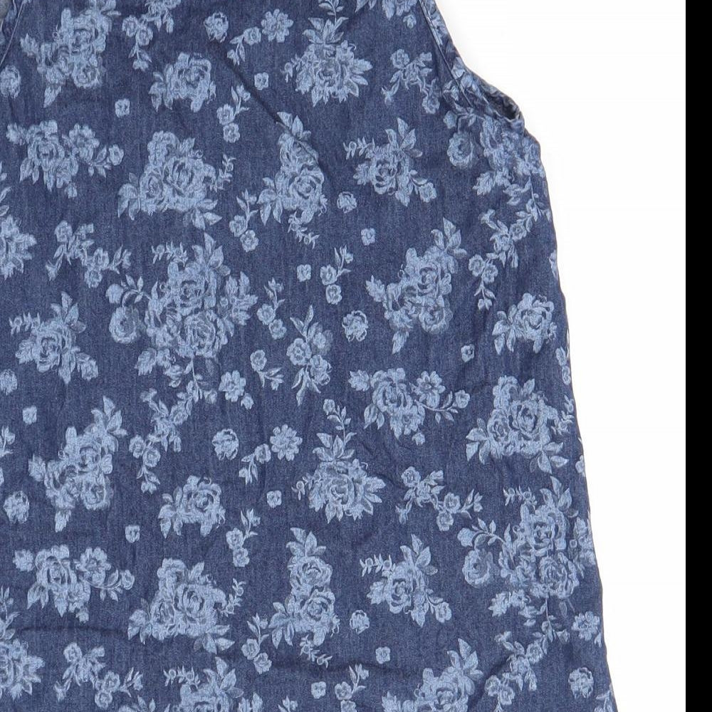 Womens UK Size S Mango Blue Basic Blouse