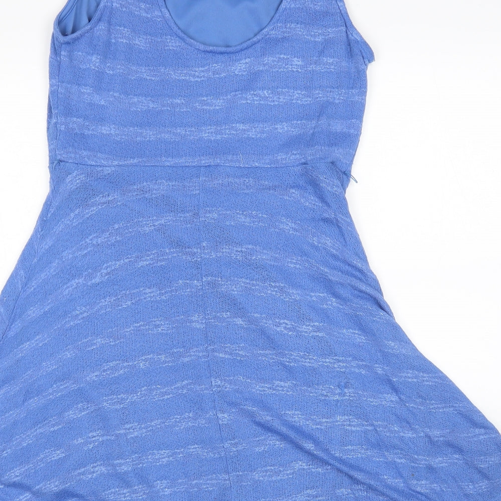 Brand and care label for Atmosphere women’s blue jumper dress, size UK 12