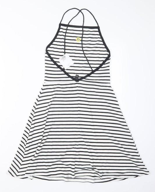 Topshop Womens Black Striped Mini Size 10