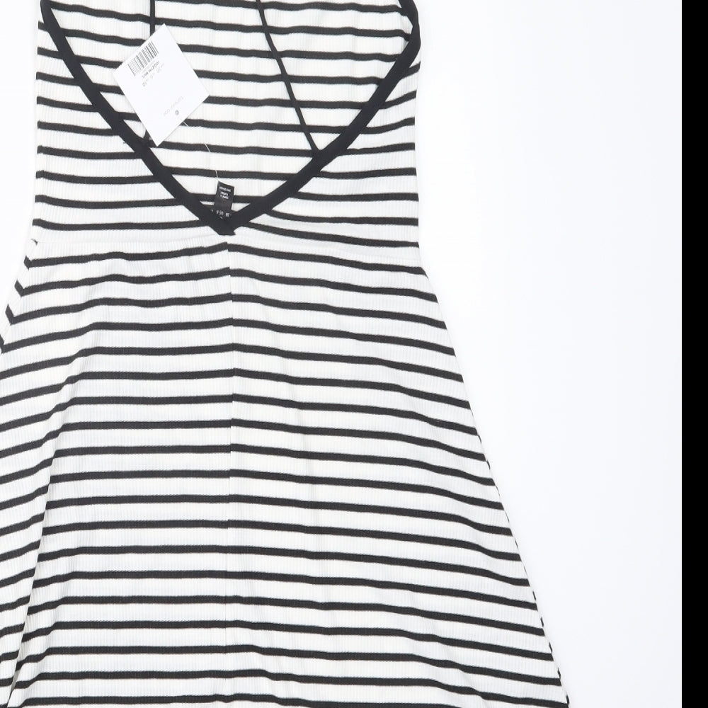 Topshop Womens Black Striped Mini Size 10