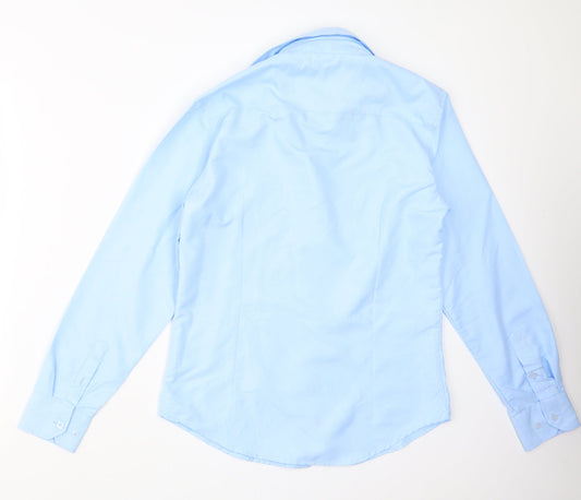 Mens UK Size L Preworn Blue Button-Up Long Sleeve Casual Shirt