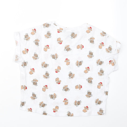 New Look Girls White Geometric Top Pyjama Top Size 12-13 Years - Christmas