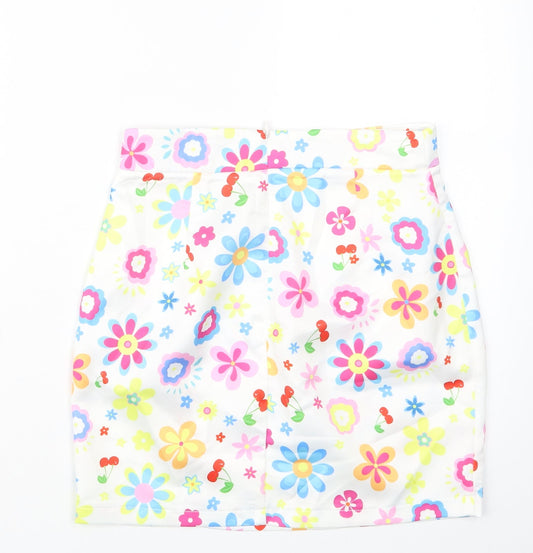 SheIn Womens White Floral Straight & Pencil Skirt Size S