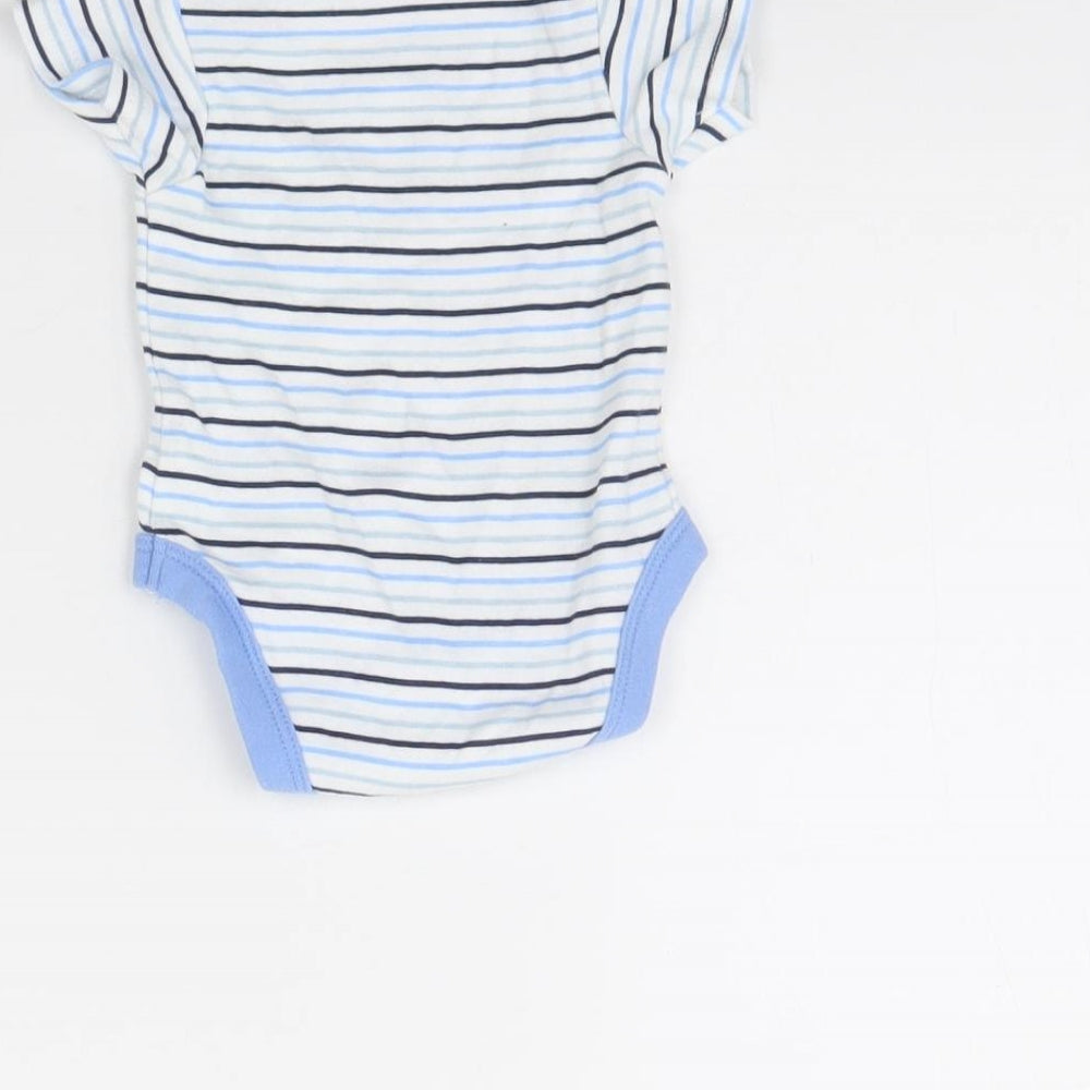 Preworn Baby White Striped Babygrow One-Piece Size 0-3 Months - Newborn