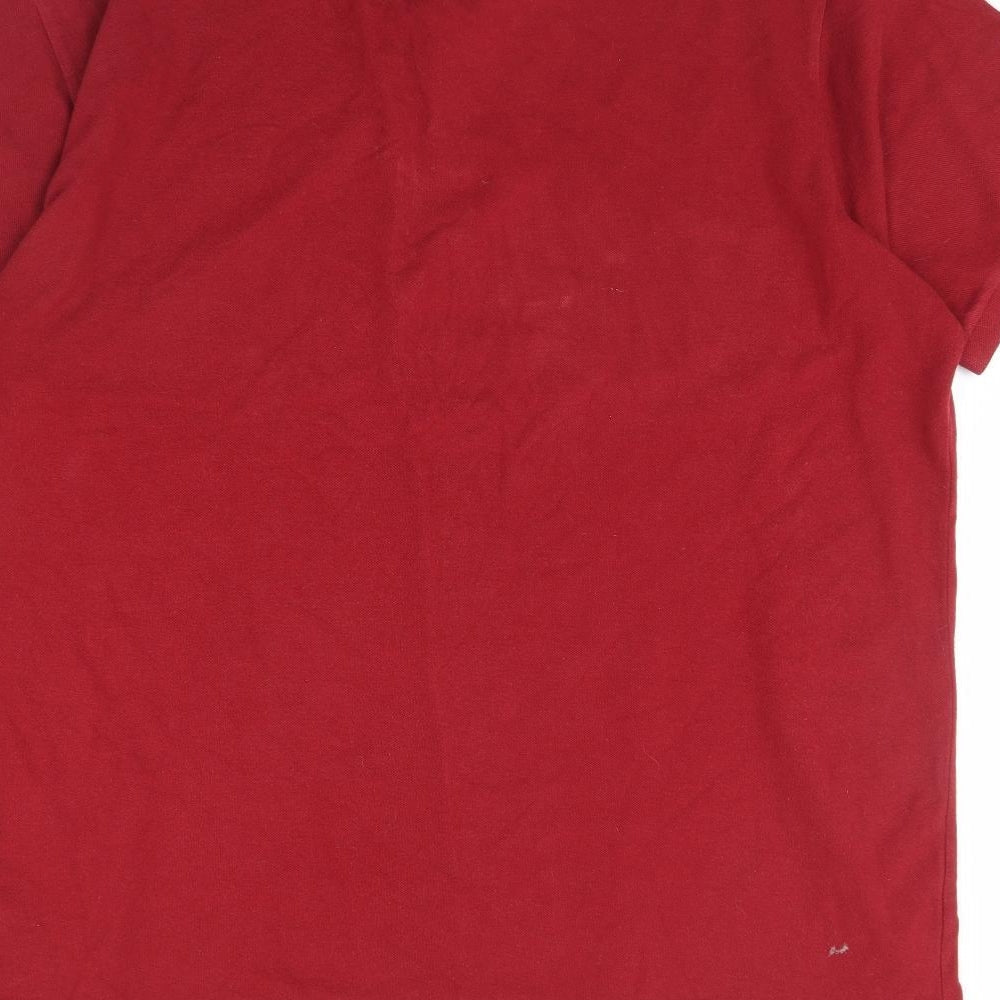 Brand and care label for Forca Portugal men’s red polo, size XL