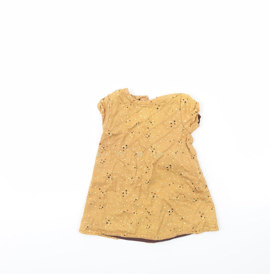 Preworn Girls Brown Polka Dot Tank Dress Size 12 Months