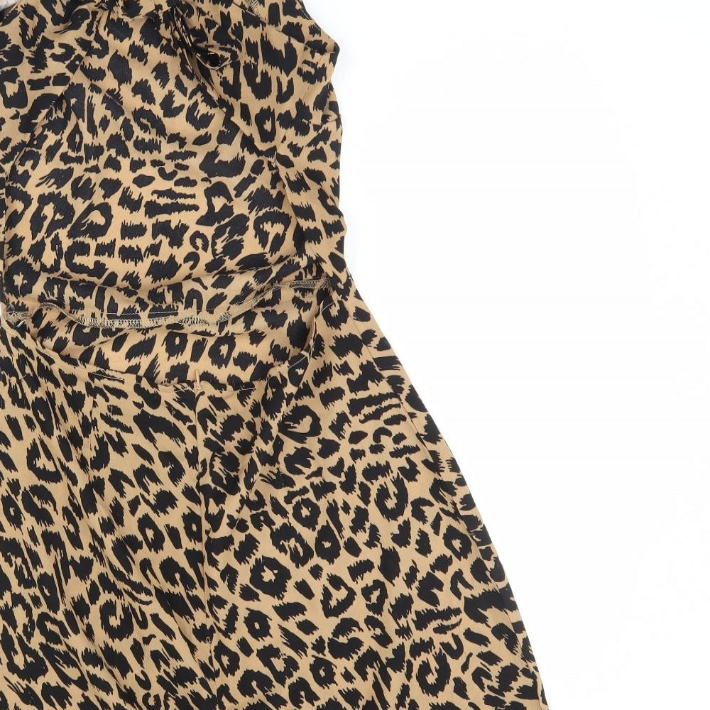 Missguided Womens Brown Animal Print Mini Size 10