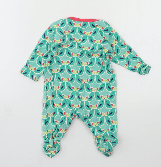 Mini Cub Girls Green Geometric Jersey Babygrow One-Piece Size 0-3 Months - bird print
