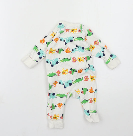 Polarn O. Pyret Boys White Geometric Jersey Babygrow One-Piece Size 0-3 Months - Crocodile