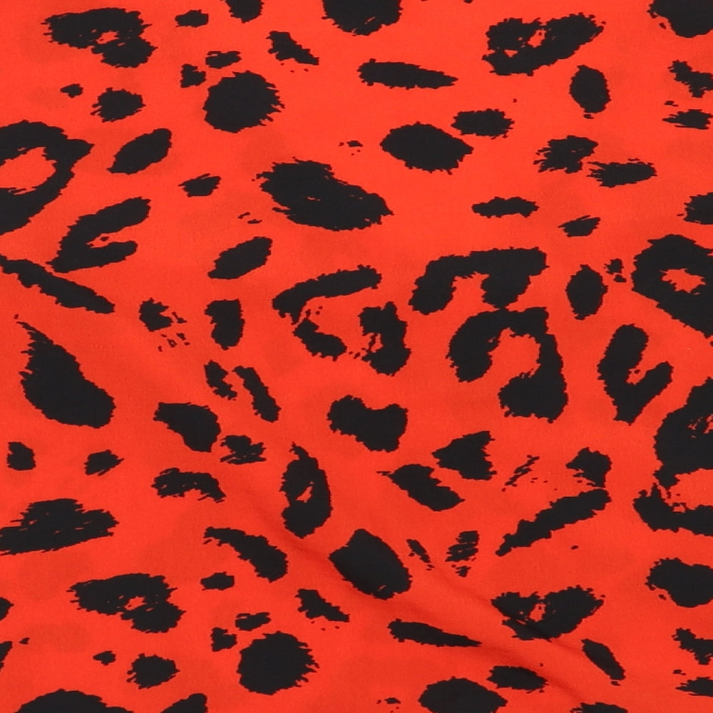George Womens Red Animal Print Cropped Blouse Size 14 - Tie Front