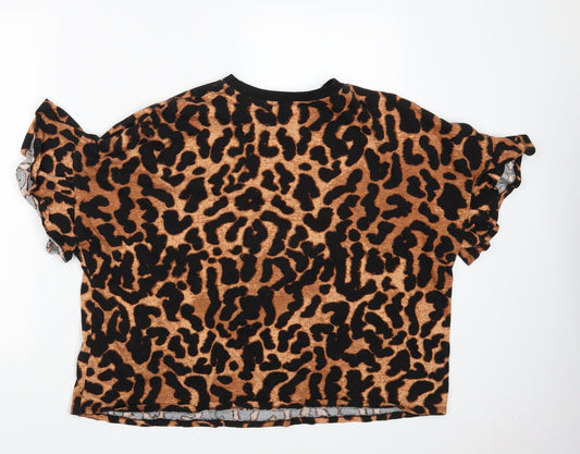 George Womens Brown Camouflage Cropped T-Shirt Size 10