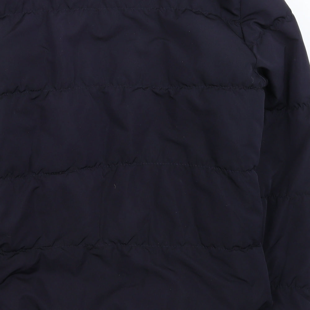 Brand and care label for Divided women’s blue jacket, size UK 14