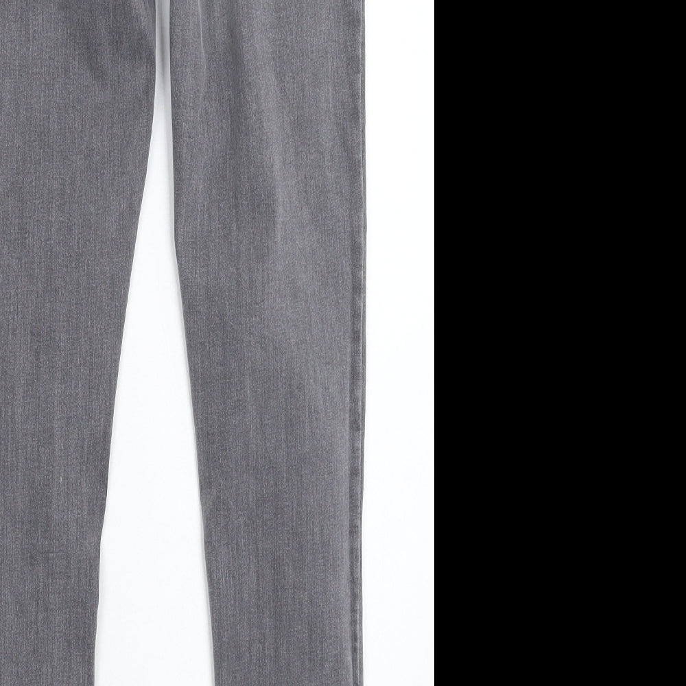 Brand and care label for Denim & Co. women’s grey denim skinny jeans, size UK 10, 27-inch leg