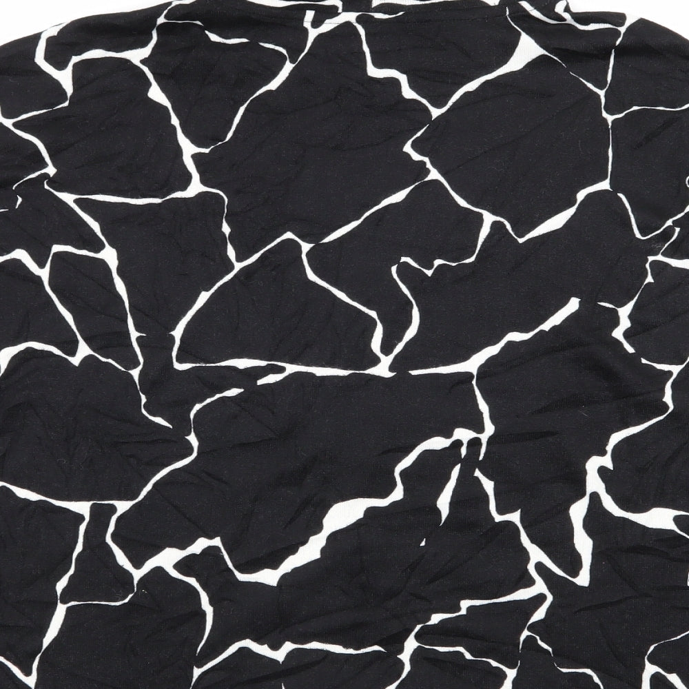 TU Womens Black Geometric Basic T-Shirt Size 14