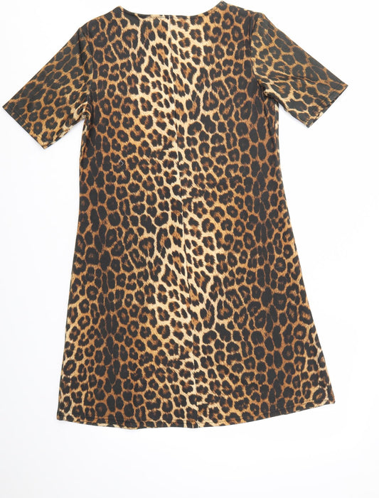 Peacocks Womens Brown Animal Print Fit & Flare Size 10