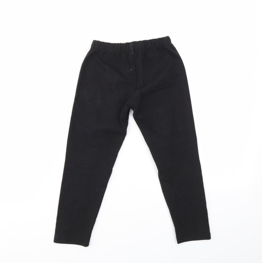 PREWORN Girls Black Ikat Jegging Trousers Size 4 Years