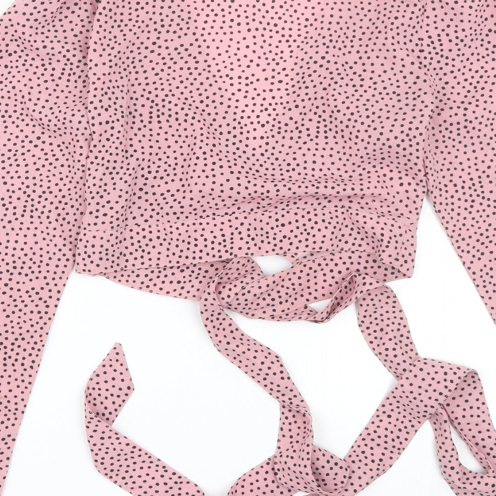 Womens UK Size 6 Fashion Union Pink Cropped T-Shirt
