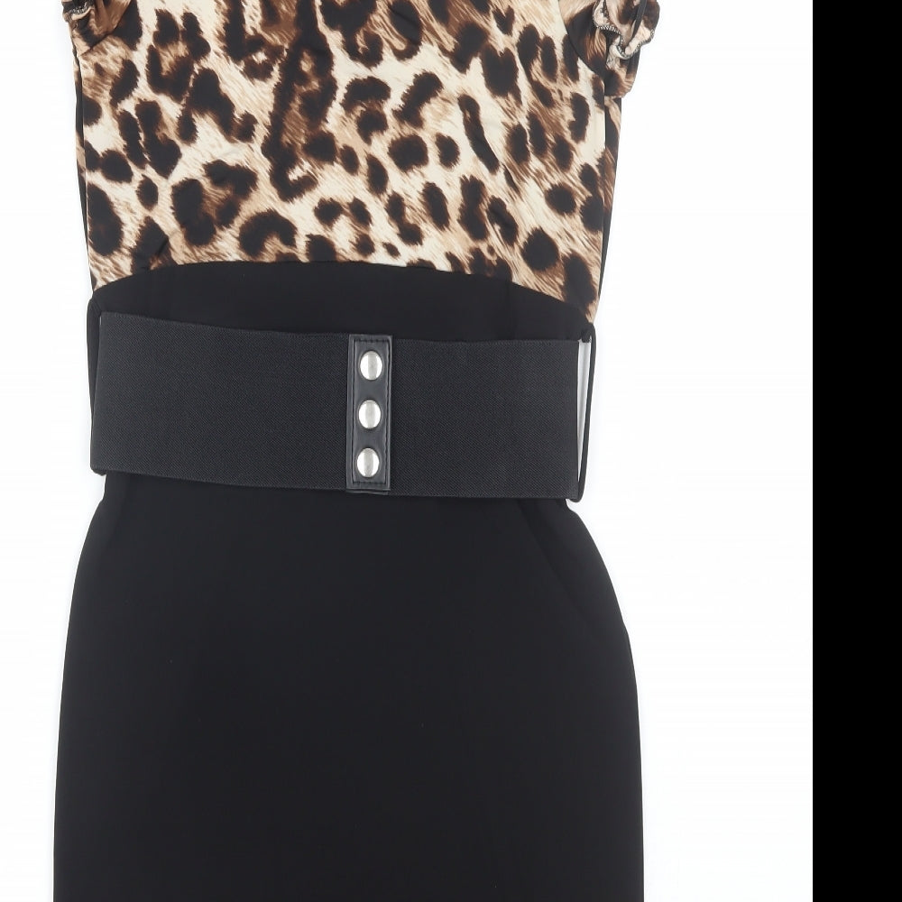 Progress Womens Brown Animal Print T-Shirt Dress Size S