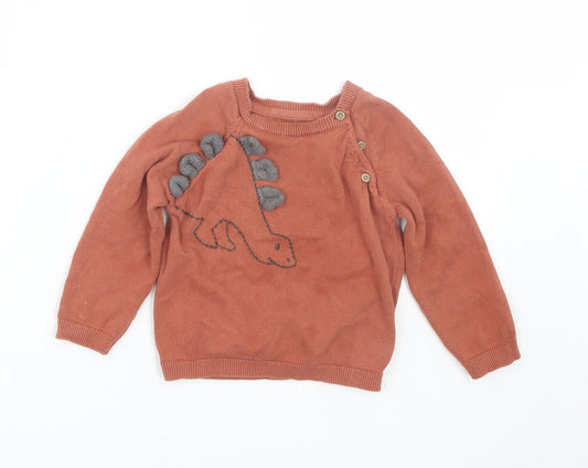 TU Baby Brown Pullover Jumper Size 12-18 Months - dinosaur
