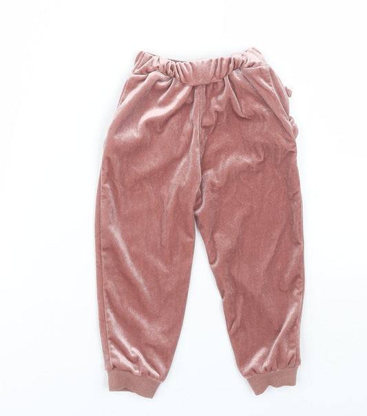 Very Girls Pink Velour Jogger Trousers Size 18-24 Months