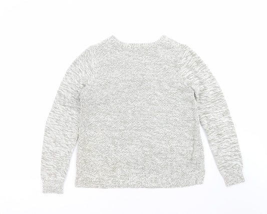 M&Co Womens Green Geometric Knit Pullover Jumper Size 12