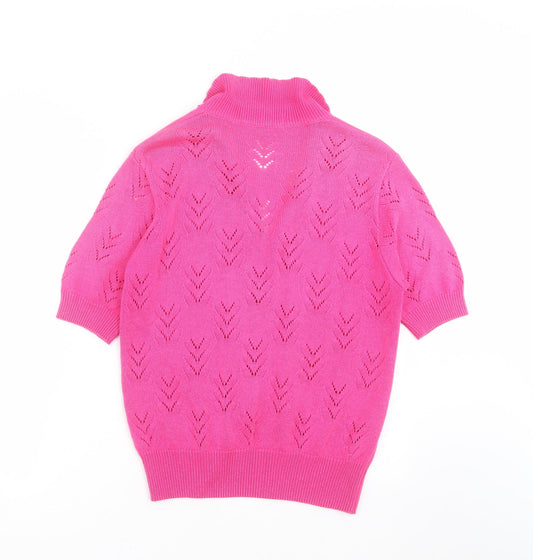 St michael Womens Pink Geometric Knit Cardigan Jumper Size 12