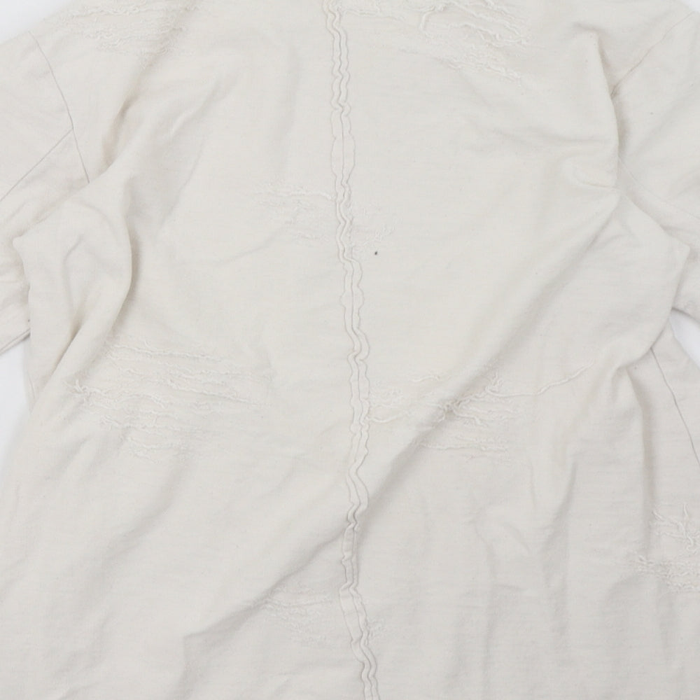 Brand and care label for project paris women’s white rayon pullover sweatshirt, size L