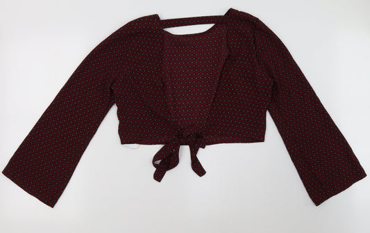 Boohoo Womens Purple Geometric Cropped Blouse Size 14