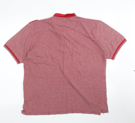 Oak Valley Mens Red Striped Polo Size L