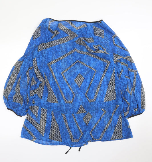 M&S Womens Blue Geometric Basic Blouse Size 10