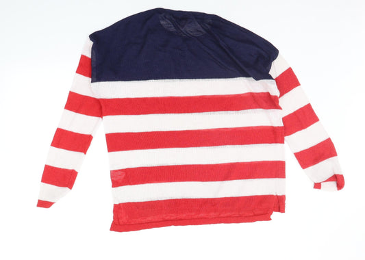 Womens UK Size M Divided Red Pullover Jumper