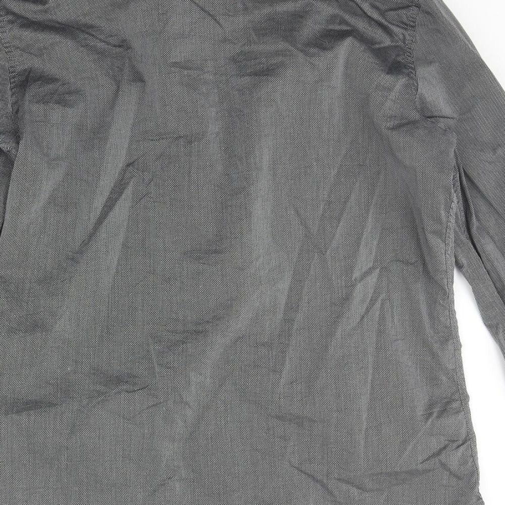 Mens UK Size L NEXT Grey Button-Up Long Sleeve Casual Shirt